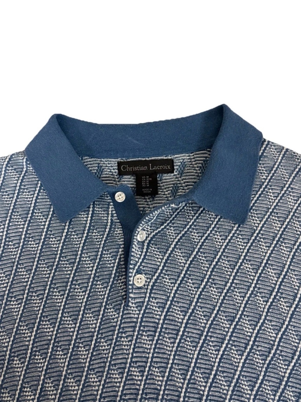 Christian‎ Lacroix Blue Textured Stripe Polo